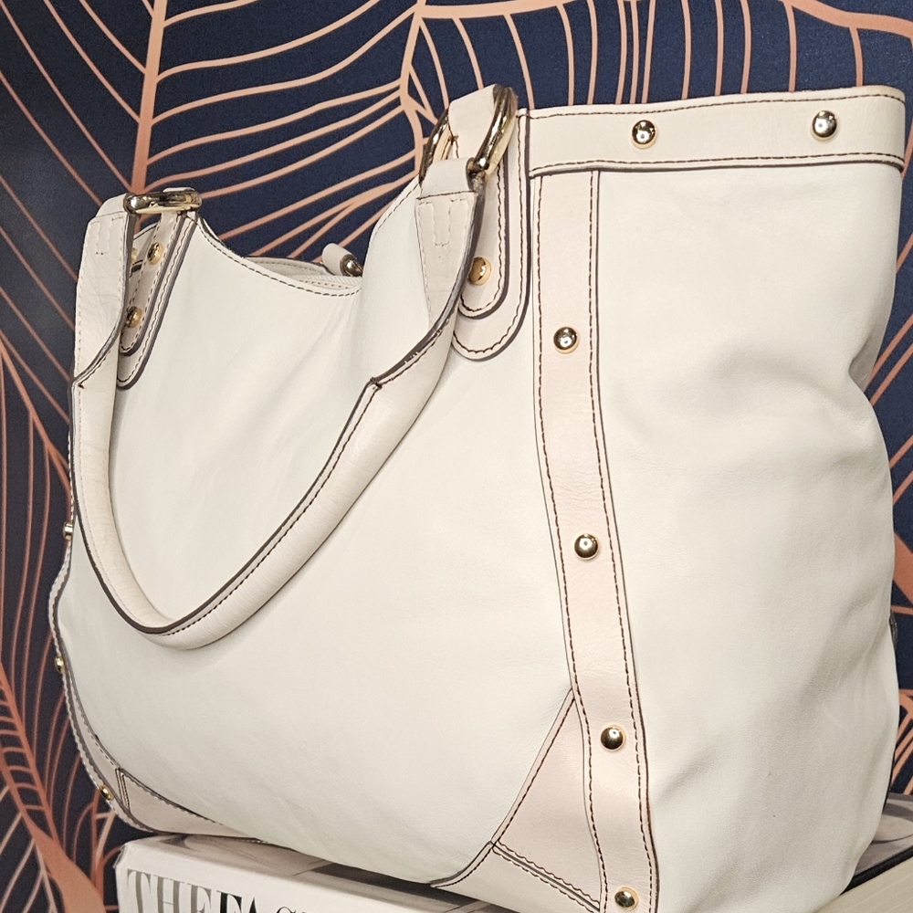 COLE HAAN Gray Leather Tote - Picture 2 of 13